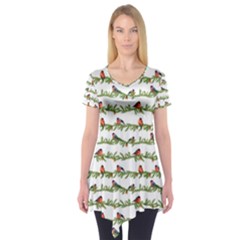 Bullfinches On The Branches Short Sleeve Tunic  by SychEva