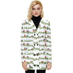 Bullfinches On The Branches Button Up Hooded Coat  by SychEva