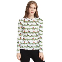 Bullfinches On The Branches Women s Long Sleeve Rash Guard by SychEva