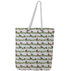 Bullfinches On The Branches Full Print Rope Handle Tote (large) by SychEva