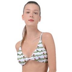 Bullfinches On The Branches Knot Up Bikini Top by SychEva