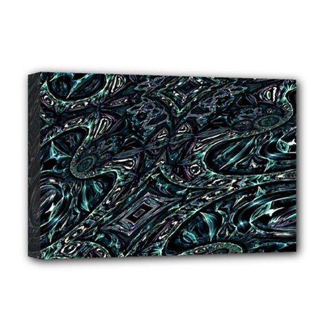 Emerald Distortion Deluxe Canvas 18  X 12  (stretched) by MRNStudios