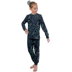 Emerald Distortion Kids  Long Sleeve Set  by MRNStudios