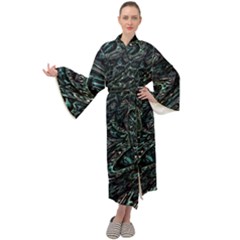 Emerald Distortion Maxi Velour Kimono by MRNStudios