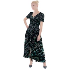 Emerald Distortion Button Up Short Sleeve Maxi Dress by MRNStudios