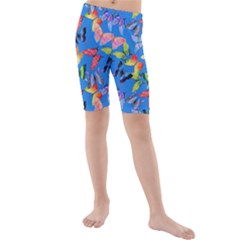 Bright Butterflies Circle In The Air Kids  Mid Length Swim Shorts by SychEva