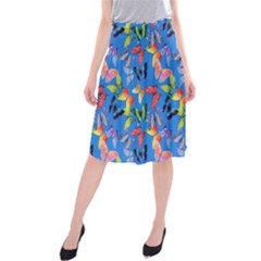 Bright Butterflies Circle In The Air Midi Beach Skirt by SychEva