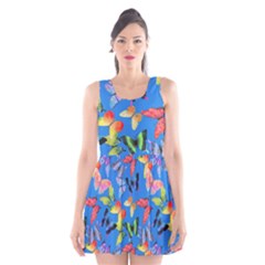 Bright Butterflies Circle In The Air Scoop Neck Skater Dress by SychEva