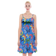 Bright Butterflies Circle In The Air Spaghetti Strap Velvet Dress by SychEva