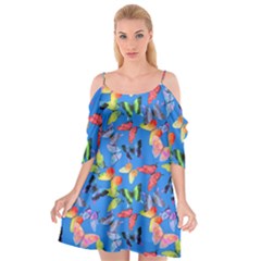 Bright Butterflies Circle In The Air Cutout Spaghetti Strap Chiffon Dress by SychEva