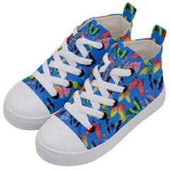 Bright Butterflies Circle In The Air Kids  Mid-top Canvas Sneakers by SychEva