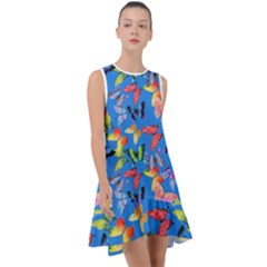 Bright Butterflies Circle In The Air Frill Swing Dress by SychEva