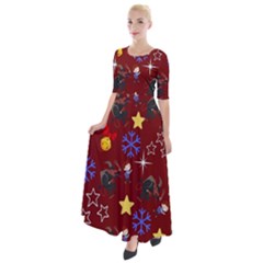 Krampus With Brat Red Half Sleeves Maxi Dress