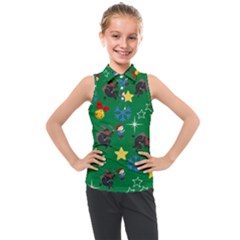 Krampus And Brat Green Kids  Sleeveless Polo Tee