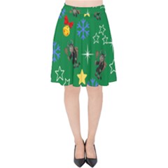 Krampus Kawaii Green Velvet High Waist Skirt by InPlainSightStyle