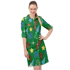 Gingy Green Long Sleeve Mini Shirt Dress by InPlainSightStyle