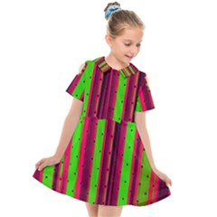 Warped Stripy Dots Kids  Short Sleeve Shirt Dress by essentialimage365