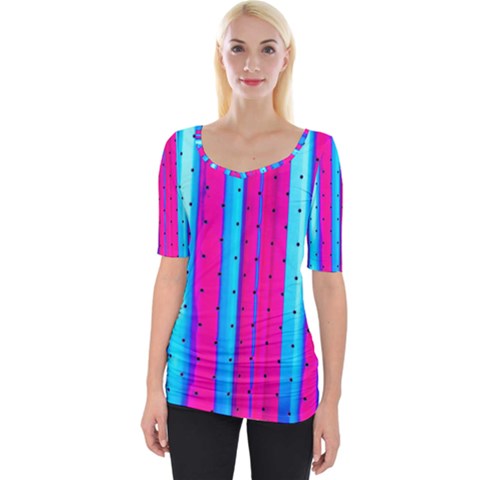 Warped Stripy Dots Wide Neckline Tee by essentialimage365