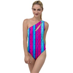 Warped Stripy Dots To One Side Swimsuit by essentialimage365