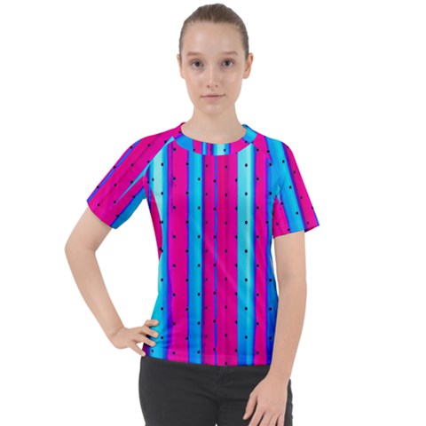 Warped Stripy Dots Women s Sport Raglan Tee by essentialimage365