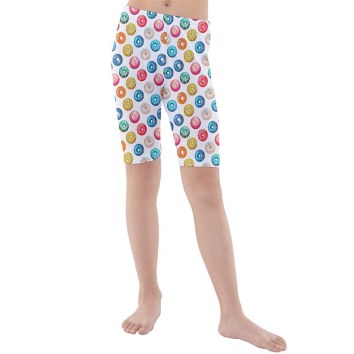 Multicolored Sweet Donuts Kids  Mid Length Swim Shorts