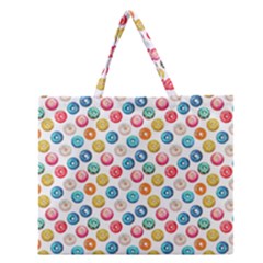 Multicolored Sweet Donuts Zipper Large Tote Bag by SychEva