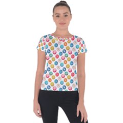 Multicolored Sweet Donuts Short Sleeve Sports Top  by SychEva