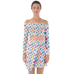 Multicolored Sweet Donuts Off Shoulder Top With Skirt Set by SychEva