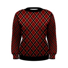 Dark Red Tartan, Retro Buffalo Plaid, Tiled Pattern Women s Sweatshirt