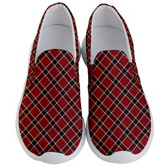 Dark Red Tartan, Retro Buffalo Plaid, Tiled Pattern Men s Lightweight Slip Ons by Casemiro