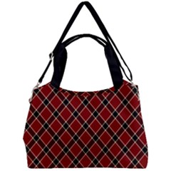 Dark Red Tartan, Retro Buffalo Plaid, Tiled Pattern Double Compartment Shoulder Bag