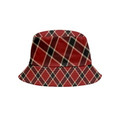 Dark Red Tartan, Retro Buffalo Plaid, Tiled Pattern Bucket Hat (kids) by Casemiro