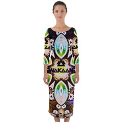375 Chroma Digital Art Custom Quarter Sleeve Midi Bodycon Dress by Drippycreamart