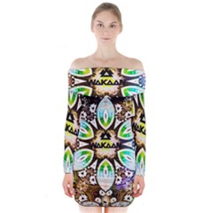 375 Chroma Digital Art Custom Long Sleeve Off Shoulder Dress by Drippycreamart