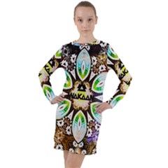 375 Chroma Digital Art Custom Long Sleeve Hoodie Dress by Drippycreamart