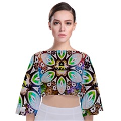 375 Chroma Digital Art Custom Tie Back Butterfly Sleeve Chiffon Top by Drippycreamart