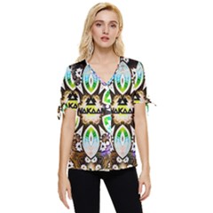 375 Chroma Digital Art Custom Bow Sleeve Button Up Top by Drippycreamart