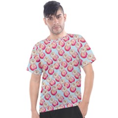 Pink And White Donuts On Blue Men s Sport Top by SychEva