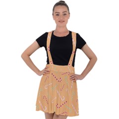 Sweet Christmas Candy Velvet Suspender Skater Skirt