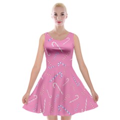 Sweet Christmas Candy Velvet Skater Dress by SychEva