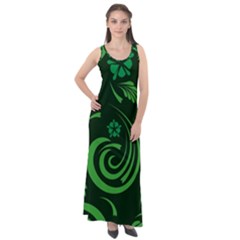 Folk Flowers Print Floral Pattern Ethnic Art Sleeveless Velour Maxi Dress by Eskimos