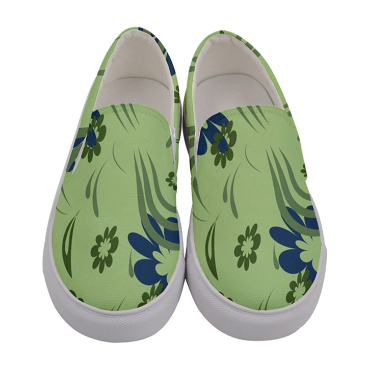 Folk flowers print Floral pattern Ethnic art Women s Canvas Slip Ons