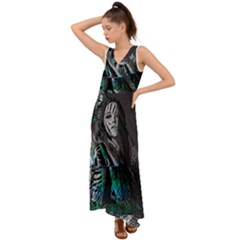 Glitch Witch V-neck Chiffon Maxi Dress