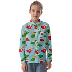 Christmas Socks Kids  Long Sleeve Shirt by SychEva