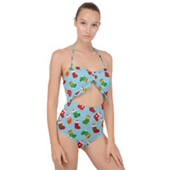 Christmas Socks Scallop Top Cut Out Swimsuit by SychEva