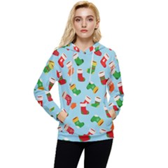 Christmas Socks Women s Lightweight Drawstring Hoodie by SychEva