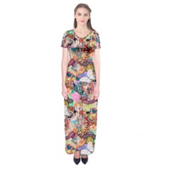 Retro Color Short Sleeve Maxi Dress by Sparkle