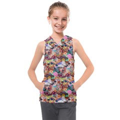 Retro Color Kids  Sleeveless Hoodie