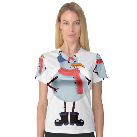 Angry Snowman V-neck Sport Mesh Tee by SychEva