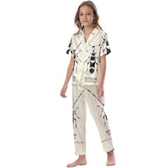 Banded Alder Borer  Kids  Satin Short Sleeve Pajamas Set